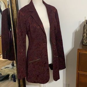 Free People brocade 3 button jacket / blazer with corset and lace back